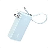 Anker Nano 3-in-1 Portable iPhone Charger, 10,000mAh Power Bank with Built-in USB-C Cable and Foldable Wall Plug, 30W Max Battery Pack, Travel Essentials for iPhone 17/16/15 Series (Blue)