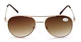 V.W.E. Metal Tinted Reading SunGlasses - Spring Hinge Tear Drop Full Lens Reader Gradient (Brown Tinted Reader, 1.75)