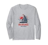 Milwaukee Wisconsin Sailboat Sunset Design Long Sleeve T-Shirt