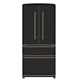 Forno Luigi 33-Inch French Door Refrigerator 18 cu.ft ENERGY STAR Certified with Antique Brass Handles – Black Finish