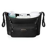 Momcozy Universal Stroller Organizer, Slim Stroller Caddy with 2 Insulated Cup Holders, Non-Slip Silicone Straps, Detachable Mini Pouch, Dense-Weave Parent Console for UPPAbaby, Doona, Graco & More