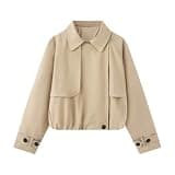 xiaoleilemon Womens Cute Lapel Cropped Jacket Long Sleeve Casual Outer Coat