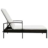 KHNLGFR Brown Poly Rattan Sun Lounger with Cushion, Adjustable Backrest Outdoor Recliner with 4 Positions for Garden or Campsite