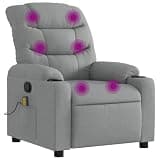 HGLADYU Manual Reclining Chair with 6 Massage Points, Vibration Massage Recliner in Light Grey Fabric, 135-Degree Recline, Cup Holders and Side Pocket
