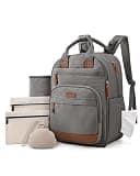 mommore Diaper Bag Backpack, Insulated & Waterproof, Stroller Straps, Dark Gray
