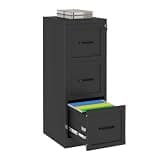 AUEYTVR 3 Drawer Metal File Cabinet with Lock, Narrow Office File Cabinets