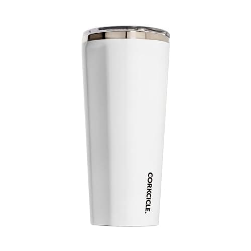 Corkcicle Classic Tumbler - Keeps Drinks Hot for 3 Hours - Triple-Insulated Stainless Steel - Cupholder Friendly - Holiday Mug Gift - Great for Gifting Warmth - 24 oz - Gloss White