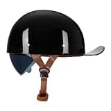Woljay Vintage Retro Open Face Motorcycle Helmet Baseball Cap Half Helmets with pull-down Lens for Men Women Moped Cap Jet Scooter Street Cruiser - DOT Certified (Gloss Black,X-Large)