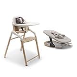 Bugaboo Giraffe High Chair Bundle – Wooden High Chair + Newborn Set + Rocker Frame – Adjustable, Ergonomic, Newborn to Toddler Seating System, FSC Certified - Natural Wood/White