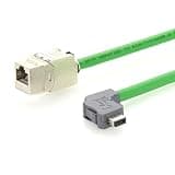 Right Angle IX Industrial 10Pin A Key Male to RJ45 Cat6A Keystone Jack Cable IX40G-A-10S-CVL2 Industrial Ethernet Cable 10Gbps Shielded for PLC, PROFINET, Machine Vision, Robotics (0.2M/0.66FT)