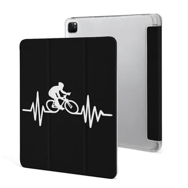 Bike Cycling Heartbeat Lifeline Soft TPU Case Auto Sleep Wake Cover with Pencil Holder Compatible with Ipad Pro 2021 (12.9in)