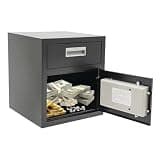 Drop Box for Money and Mail with Fingerprint Lock, 0.018m³ Cash Depository Safe, Biometric Digital Security Drop Slot Safe for Business Office Retail Store, Wall Mount or Counter Mount