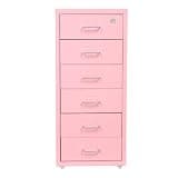 6-Tier Vertical File Cabinet Lockable Freestanding Storage Cabinet,Pink