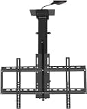 UHRLGHS TV Floor Stand - Motorised TV Bracket Stand, Telescopic Auto Lifting TV Stand with Remote Control, Double Base Height Adjustable, for 55-100inch Tv, Can Be Hidd,