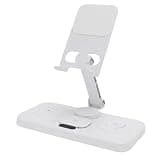 Eboxer 6 in 1 Wireless Charger, Foldable Wired Charging Station with Alarm Clock, 6 Color Ambient Light, Wireless Charging Dock for iOS 15 16 14 Phone (White)