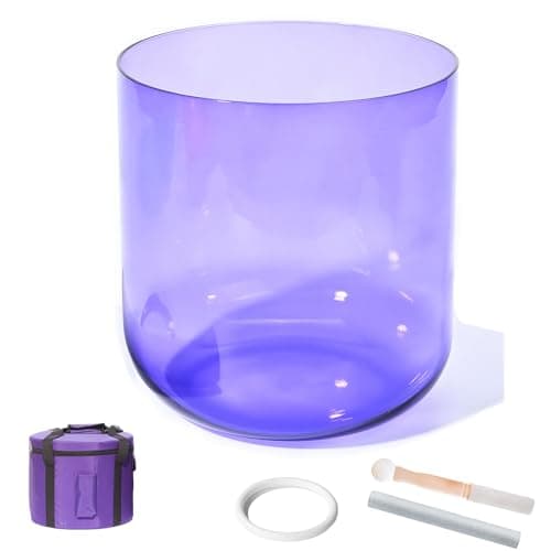 FCYADDQ 440/432Hz Blue Natural Cosmic Light Singing Bowl, Cosmic Light Alchemy Bowl for Sound Healing and Meditation, Prayer, Stress Reduction,(B Note,6" 440hz+Bag)