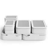 NOBL Travel Compression Packing Cubes Set of 6, Luggage Organizers, Ivory