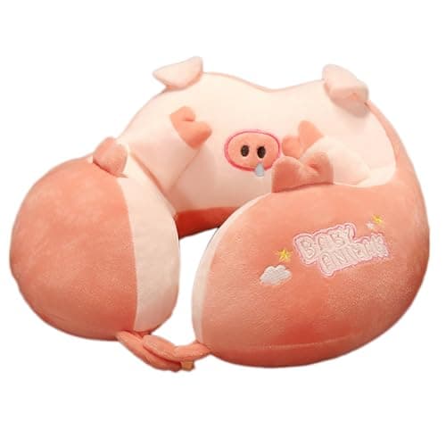 Maibar Travel Pillow Animal for Airplanes Cartoon Neck Pillow Traveling Pillow for Plane Kid Pillow (Pink)