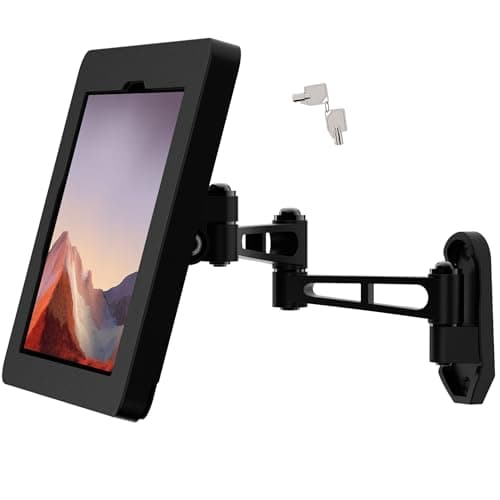 Beelta Tablet Wall Mount with Lock, All Metal Heavy-Duty, 3-Joint Articulating Arm with 360 Rotation, Secure for Kitchen/Business/Retail, Compatible with iPad 10.9"/11"-BSW601BA