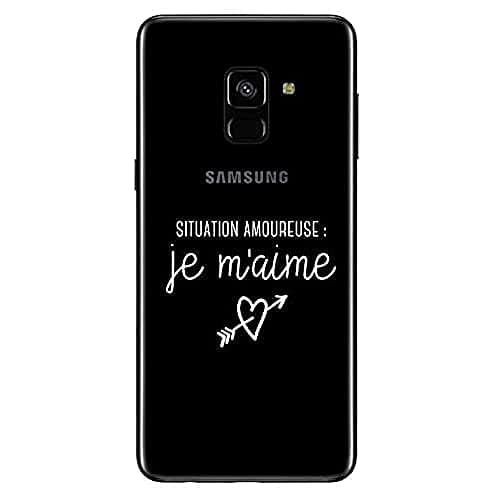 ZOKKO Case for Galaxy A8 2018 with Je m'aime (I Love Me) Transparent Soft White Ink [French Language]