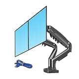 F160 Gas Spring 360 Degree Desktop 17"-27" Dual Monitor Stand Arm with USB3.0 Mounting Bracket, Each Load 2-9kg(Black with 1xUSB3.0)