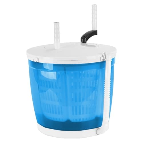 2-in-1 Hand Crank Portable Washer & Spin Dryer, Non Electric Mini Manual Laundry Unit with Anti-Slip Suction Base, 2KG Compact Capacity for Camping, Dorm, RV & Travel Use Sky Blue