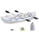Sea Eagle 370 Pro 3 Person Inflatable Sport Kayak with Pro Package Includes Paddles, Deluxe Seats, Pump, and Carry Bag