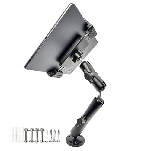 Anshanwm Tablet Holder for Car, Heavy Duty Drill Base iPad Dash Mount with Aluminum Arm, Universal Tablet Mount for Truck, Boat, Wall, Desk, Compatible with 4.7-12.9" iPad Pro/Air/Mini & Smartphones