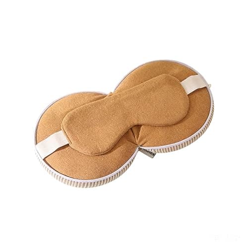 BASANYAO 2-in-1 Multifunctional U-Shaped Neck Pillow & Sleep Eye Mask, PP Cotton Filling, Light Blocking for Travel, Airplane, Napping & Office Rest (Brown)