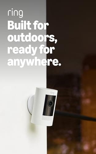 Ring Outdoor Cam (Stick Up Cam), Weather-resistant home or business security camera, outdoor ready, Live View, Color Night Vision, Two-Way Talk, motion alerts, Works with Alexa, 3-pack, White