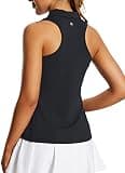 baleaf Women's Golf Shirts Tank Tops Sleeveless Tennis Polo Racerback with Zipper Collar Athletic Tanks Quick Dry-Black-M