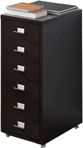 LEYWHEF File Cabinets Rolling Vertical File Cabinet Drawer Storage Cabinet Home Office Mobile Vertical Steel(Black)
