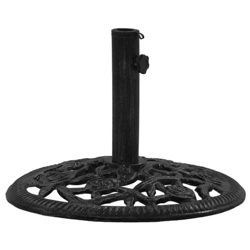 VIHHQGC Heavy Duty Cast Iron Umbrella Base for Patio with Floral Design, Large Black Outdoor Umbrella Stand for Stability