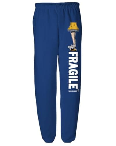 Popfunk A Christmas Story Leg Lamp Fragile Mens Jogger Sweatpants, Royal, Large