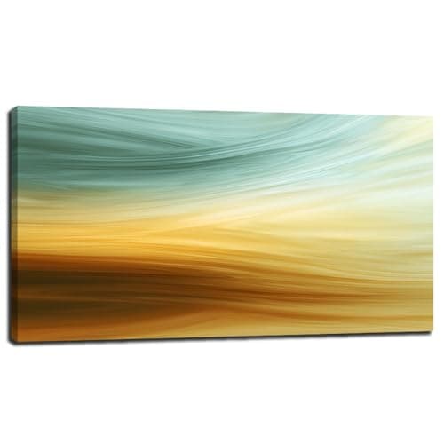 Large Wall Art for Bedroom Living Room Abstract Sage Green Gold Wave Canvas Print Picture Painting Framed Artwork Modern Neutral Wall Decor 28X58inch