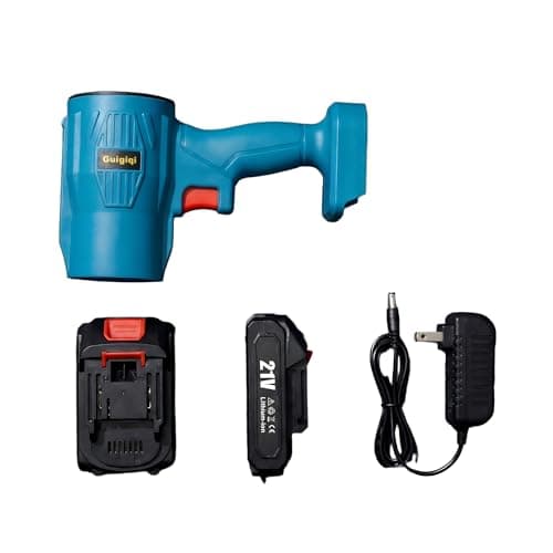 Guiqiqi Cordless Blower, 30000RPM Turbo Hair Dryer with Battery and Charger for Car Drying, Snow Blowing, Fall Leaves, Clear (2* Battery + Charger)