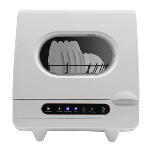 5 Programs Countertop Dishwasher, Portable Mini Dishwasher with Inlet/Drain Hose, 162℉ High-Temp, Max Water Consumption 1.32gal, Low Noise 55dB, Suitable for 2-6 Sets Tableware