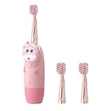 MAGICLULU Electric Toothbrush Set 4pcs Pink Deer Sonic Vibrations USB Rechargeable Gentle Bristles Timer Electronic Tooth Cleaner for Sensitive Teeth
