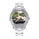 NTVOWPZO Three-Hand Analog Stainless Steel Watches for Men Easy Reader