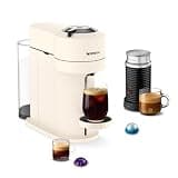 Nespresso Vertuo Next Premium Coffee and Espresso Maker by Breville with Aeroccino Milk Frother, Creamy White Dark Chrome
