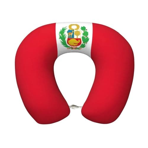 LNNIUK Portable Flag of Peru Print Car Pillow, Airplane Travel Essentials for car and Airplane, Comfort During Trips