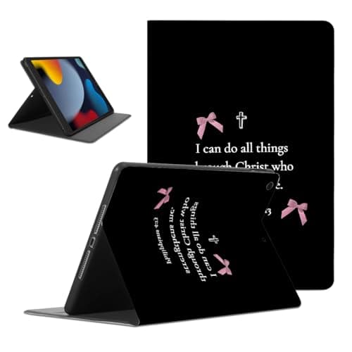 Mrtponk Jesus Christian Bible Verses Tablet Case for iPad mini 7 A17 Pro 2024,Bow Pattern for Women Men Teens Protective Cover Flip PU Leather Stand Funda