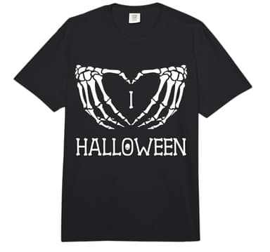 I Love Halloween Skeleton Hands Forming Love Heart Gothic Comfort Colors Adult Heavyweight T-Shirt