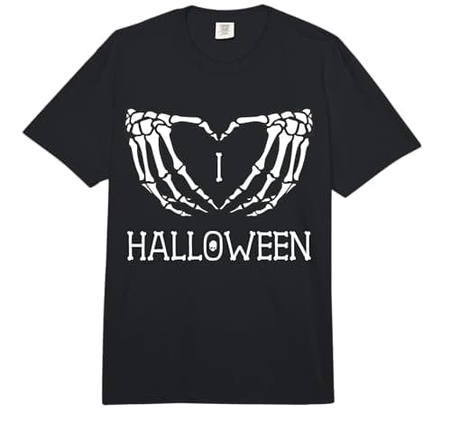 I Love Halloween Skeleton Hands Forming Love Heart Gothic Comfort Colors Adult Heavyweight T-Shirt