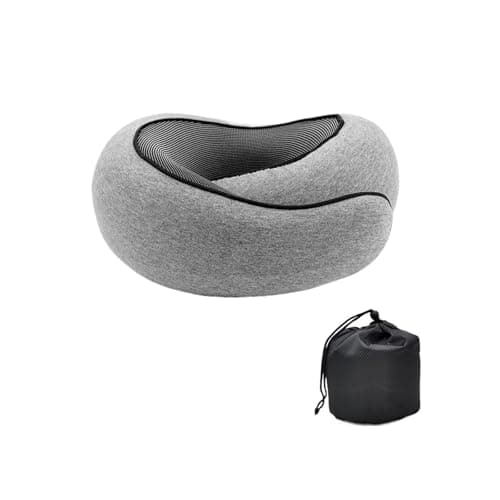 Travel Neck Pillow Memory Foam U-Shaped Pillow Snail Style Travel Neck Support Portable Adjustable Soft Noon Break Sleep Pillows(Dark Gray)