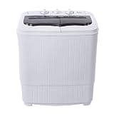 Portable Washing Machine, 2-in-1 Twin Tub Washing Machine,14.3lbs Twin Tub Washer Mini Compact Laundry Machine with Drain Pump, Semi-automatic sWasher Spinner Combo for Dorms, Apartments, RVs