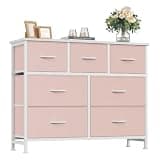HAPPYMONT Fabric Dresser for Bedroom with 7 Drawers, Chest of Drawers, Wood Top and Metal Frame Organizer for Clothes, Closet, Entryway, Hallway, Living Room Furniture