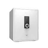 fireproof safe Biometric Safe Box Electronic Security Safe with Touch Screen Dual Alarm System, for Home Office Hotel(White)