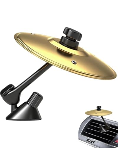 HUVZOR 1 Piece Car Battery Plate, Mini Cymbal Drum Air Vent, Car Crash Cymbals Mini Fun Battery Plates (Gold)