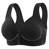 CAOQAO Evybliss Bra, Evybliss Moona Bra,Moona Bra- Front Closure Breathable Bra for Seniors(1B-Black, L)